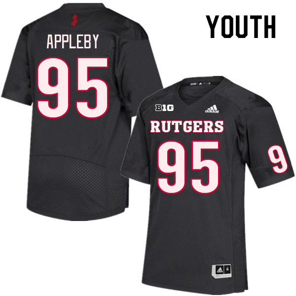 Youth #95 Flynn Appleby Rutgers Scarlet Knights College Football Jerseys Stitched Sale-Black - Click Image to Close